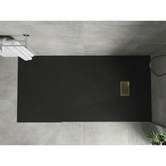 Mexen Hugo obdélníková sprchová vanička SMC 170 x 80 cm, černá, zlatý kryt - 42708017-G