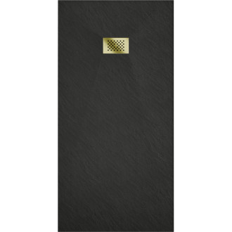 Mexen Hugo obdélníková sprchová vanička SMC 170 x 80 cm, černá, zlatý kryt - 42708017-G
