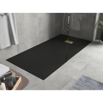 Mexen Hugo obdélníková sprchová vanička SMC 180 x 80 cm, černá, zlatý kryt - 42708018-G