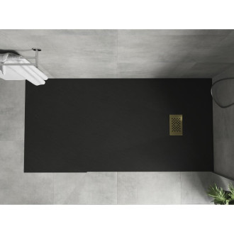 Mexen Hugo obdélníková sprchová vanička SMC 180 x 80 cm, černá, zlatý kryt - 42708018-G