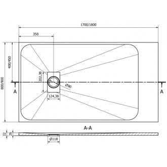 Mexen Hugo obdélníková sprchová vanička SMC 180 x 80 cm, černá, zlatý kryt - 42708018-G