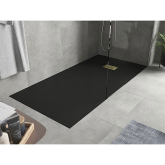 Mexen Hugo obdélníková sprchová vanička SMC 170 x 90 cm, černá, zlatý kryt - 42709017-G
