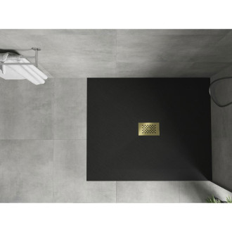 Mexen Hugo obdélníková sprchová vanička SMC 130 x 100 cm, černá, zlatý kryt - 42701013-G