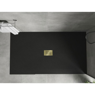 Mexen Hugo obdélníková sprchová vanička SMC 170 x 100 cm, černá, zlatý kryt - 42701017-G