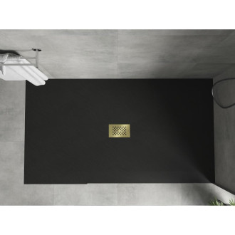 Mexen Hugo obdélníková sprchová vanička SMC 180 x 100 cm, černá, zlatý kryt - 42701018-G