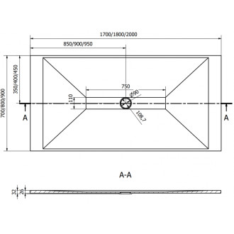 Mexen Toro obdélníková sprchová vanička SMC 180 x 70 cm, bílá, zlatý kryt - 43107018-G