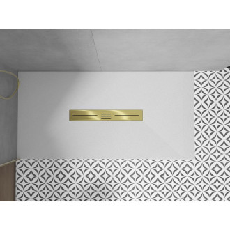 Mexen Toro obdélníková sprchová vanička SMC 180 x 80 cm, bílá, zlatý kryt - 43108018-G