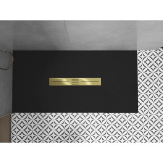 Mexen Toro obdélníková sprchová vanička SMC 180 x 70 cm, černá, zlatý kryt - 43707018-G