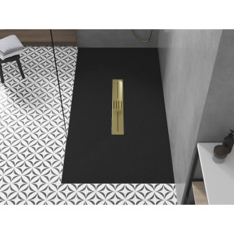 Mexen Toro obdélníková sprchová vanička SMC 180 x 80 cm, černá, zlatý kryt - 43708018-G