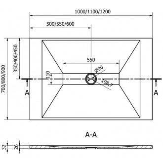 Mexen Toro obdélníková sprchová vanička SMC 110 x 80 cm, černá, černý kryt - 43708011-B