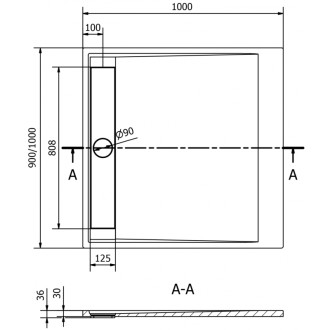 Mexen Amon obdélníková sprchová vanička SMC 100 x 90 cm, černá - 4F709010