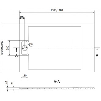 Mexen Otto sprchová vanička obdélníková SMC 130 x 90 cm, bílá - 4N109013