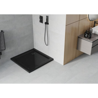 Mexen Flat slim čtvercová sprchová vanička 100 x 100 cm, černá, černý sifon - 40701010B