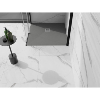 Mexen Stone+ čtvercová kompozitová sprchová vanička 90 x 90 cm, šedo-beton - 44619090