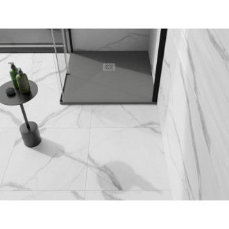 Mexen Stone+ čtvercová kompozitová sprchová vanička 90 x 90 cm, šedo-beton - 44619090