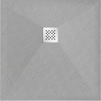 Mexen Stone+ čtvercová kompozitová sprchová vanička 90 x 90 cm, šedo-beton - 44619090