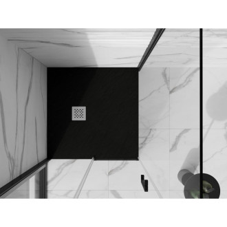 Mexen Stone+ čtvercová kompozitová sprchová vanička 90 x 90 cm, černá - 44709090