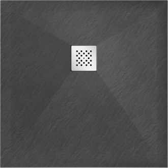 Mexen STONE+ sprchová vanička, čtvercová 80x80x2,5 cm, antracit 44718080