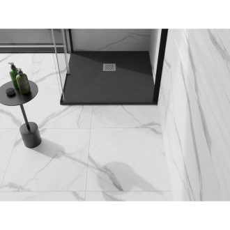 Mexen Stone+ čtvercová kompozitová sprchová vanička 90 x 90 cm, antracit - 44719090