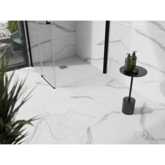 Mexen Stone+ čtvercová kompozitová vanička 70x70 cm, bílá, zlatý kryt 44107070-G