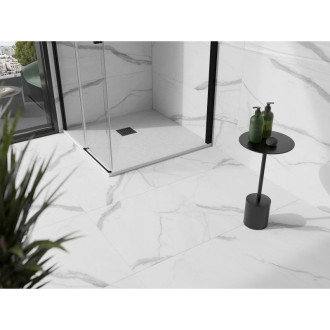 Mexen Stone+ čtvercová kompozitová vanička 70x70 cm, bílá, černý potah 44107070-B