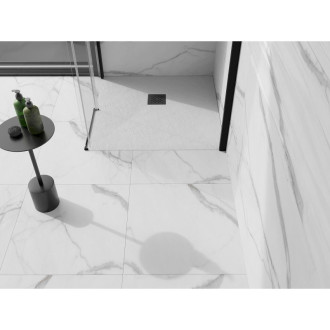 Mexen Stone+ čtvercová kompozitová vanička 80x80 cm, bílá, černý potah 44108080-B
