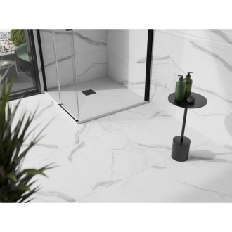 Mexen Stone+ čtvercová kompozitová vanička 100x100 cm, bílá, černý potah 44101010-B