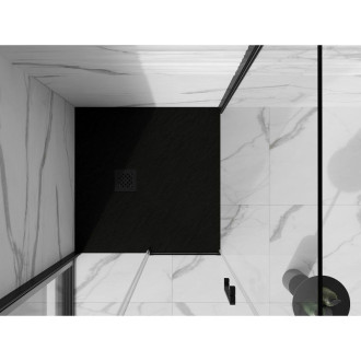 Mexen Stone+ čtvercová kompozitová vanička 90x90 cm, černá, černý potah 44709090-B