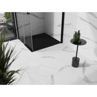 Mexen Stone+ čtvercová kompozitová vanička 100x100 cm, černá, černý potah 44701010-B