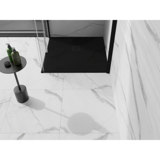 Mexen Stone+ čtvercová kompozitová vanička 100x100 cm, černá, černý potah 44701010-B