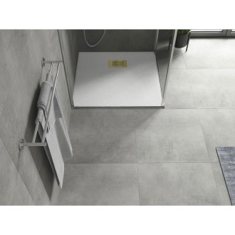 Mexen Hugo čtvercová sprchová vanička SMC 90 x 90 cm, bílá, zlatý kryt - 42109090-G