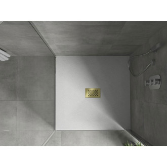 Mexen Hugo čtvercová sprchová vanička SMC 100 x 100 cm, bílá, zlatý kryt - 42101010-G