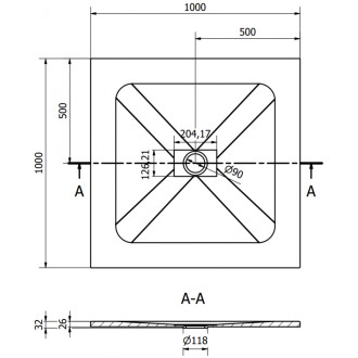 Mexen Hugo čtvercová sprchová vanička SMC 100 x 100 cm, černá, zlatý kryt - 42701010-G