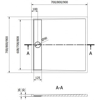 Mexen Amon čtvercová sprchová vanička SMC 90 x 90 cm, šedá - 4F619090