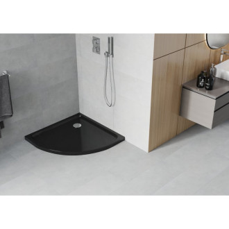 Mexen FLAT Sprchová vanička půlkruhová 100x100x5 cm, černá 41701010