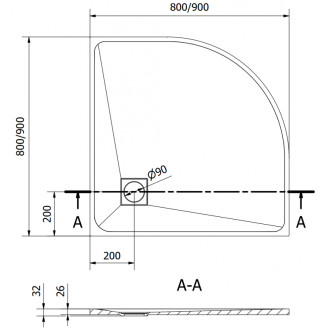 Mexen Bert půlkruhová sprchová vanička SMC 80 x 80 cm, šedá - 4KR618080