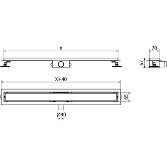 Mexen Flat M33 lineární odtok 60 cm, černý - 1733060-15