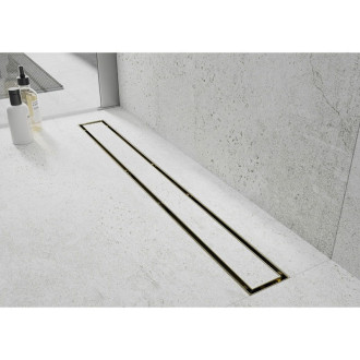 Mexen Flat 360° M13 2v1 otočný lineární odtok 80 cm, zlatý - 1510080-40