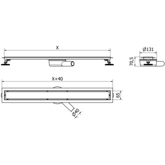 Mexen Flat 360 otočné tělo pro lineární odtok 50 cm, černá - 1740050