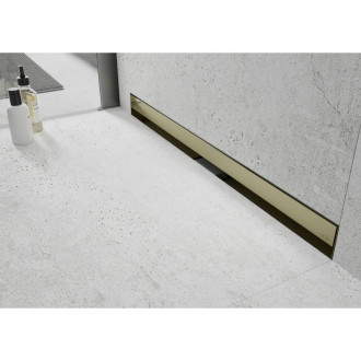 Mexen FLAT WALL 70 cm - 2v1 lineární žlab ke stěně, zlatá 1530070