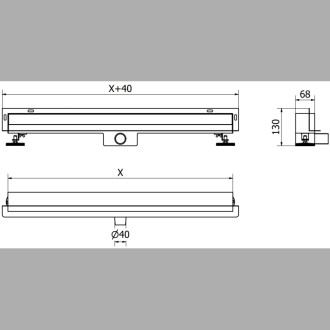 Mexen FLAT WALL 70 cm - 2v1 lineární žlab ke stěně, zlatá 1530070
