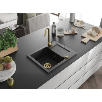 Mexen Enzo jednodřez granit s odkapem 576x465, černá/stříbrná metalíza 6506571005-73-G