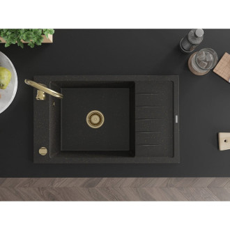 Mexen Elias jednodřez granit s odkapem 795x480, černá/zlatá metalíza  6511791005-75-G