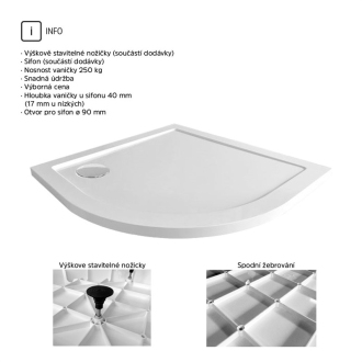 Mereo Sprchový set: Kora Lite CK35121Z R550, 90x90x185cm, bílý, vanička bílá CK35121ZN