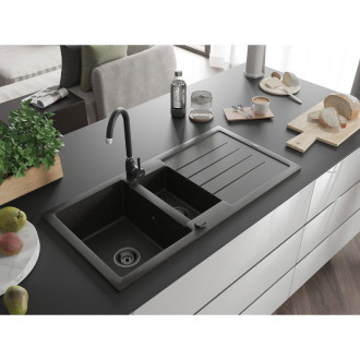 Mexen Andres 1,5 granit dřez s odkapem 1000x500 černá/zlatá  6515101510-75-B