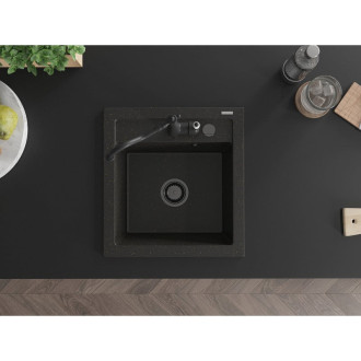 Mexen Vito jednodřez granit s baterií Carla, černá/zlatá 6503-75-670700-70-B