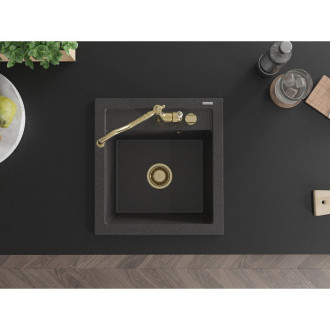 Mexen Vito 1miskový granit dřez s kuchyňskou baterií Carla, černá 6503-76-670700-50