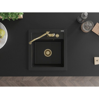 Mexen Vito 1-miskový granitový dřez s kuchyňskou baterií Carla, černá - 6503-77-670700-50