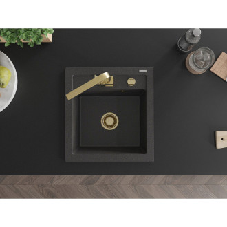 Mexen Vito 1-miskový granit dřez s kuchyňskou baterií Rita, černá 6503-76-670300-50