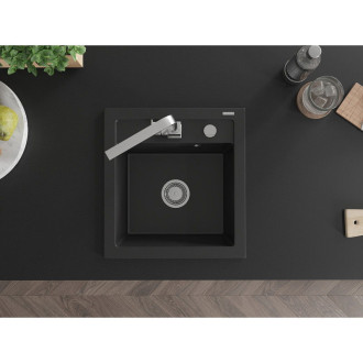 Mexen Vito 1-miskový granitový dřez s kuchyňskou baterií Rita, černá - 6503-77-670300-00